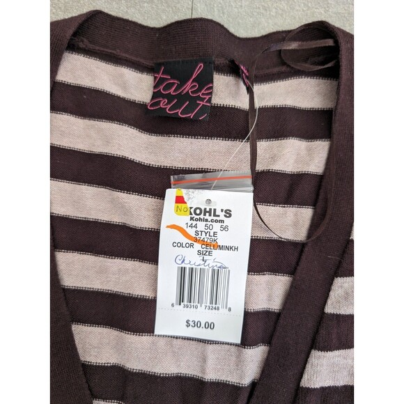 Women's Take Out Button Down Open Front Cardigan 3/4 Sleeve Brown Size Large Y2K - Picture 4 of 8